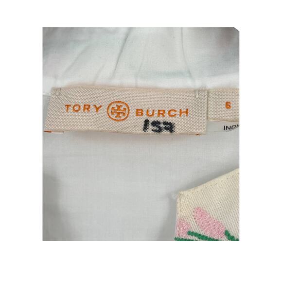 Tory Burch Top embellished ribbon embroidered tunic white size 6 - Picture 4 of 5